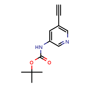 Chemical structure of tert-Butyl (5-ethynylpyridin-3-yl)carbamate , CAS 1192472-59-5, AChemBlock X197193