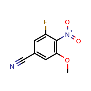 Chemical structure of 3-Fluoro-5-methoxy-4-nitrobenzonitrile , CAS 1137869-92-1, AChemBlock X197218
