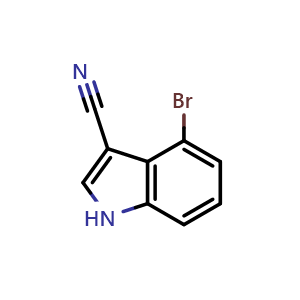 Chemical structure of 4-Bromo-1H-indole-3-carbonitrile , CAS 903131-13-5, AChemBlock X197221