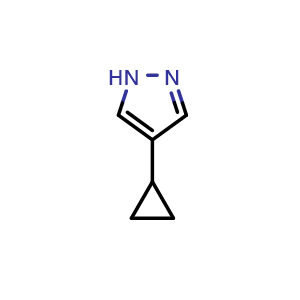 Chemical structure of 4-Cyclopropyl-1H-pyrazole , CAS 90253-21-7, AChemBlock X197223