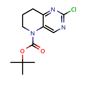 Chemical structure of tert-Butyl 2-chloro-7,8-dihydropyrido[3,2-d]pyrimidine-5(6H)-carboxylate , CAS 1421311-91-2, AChemBlock X197225