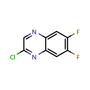 Chemical structure of 2-Chloro-6,7-difluoroquinoxaline , CAS 143007-15-2, AChemBlock X197231