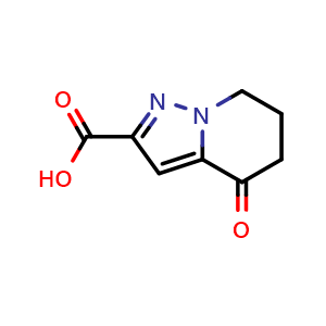 Chemical structure of 4-Oxo-4,5,6,7-tetrahydropyrazolo[1,5-a]pyridine-2-carboxylic acid , CAS 459157-20-1, AChemBlock X197240