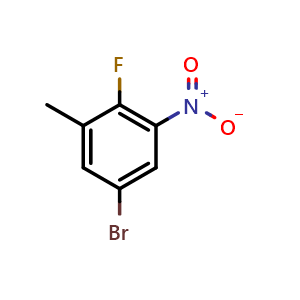Chemical structure of 5-Bromo-2-fluoro-1-methyl-3-nitrobenzene , CAS 1375068-74-8, AChemBlock X197256