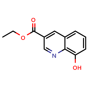 Chemical structure of Ethyl 8-hydroxyquinoline-3-carboxylate , CAS 122855-37-2, AChemBlock X197281