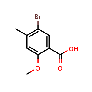Chemical structure of 5-Bromo-2-methoxy-4-methylbenzoic acid , CAS 90326-61-7, AChemBlock X197283