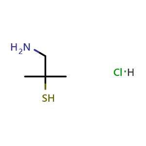 Chemical structure of 1-Amino-2-methyl-2-propanethiol hydrochloride , CAS 32047-53-3, AChemBlock X197309