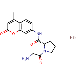 Chemical structure of Gly-Pro-7-amido-4-methylcoumarin hydrobromide , CAS 115035-46-6, AChemBlock X197323