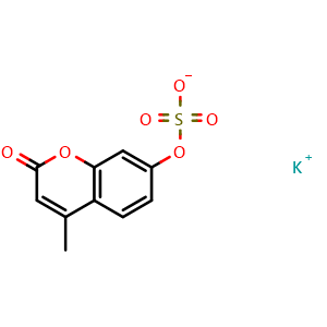 Chemical structure of 4-Methylumbelliferyl sulfate potassium salt , CAS 15220-11-8, AChemBlock X197324