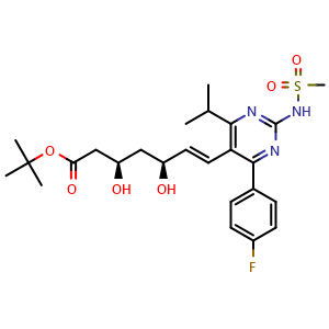 Chemical structure of Rosuvastatin tert-butyl ester , CAS 355806-00-7, AChemBlock X197353