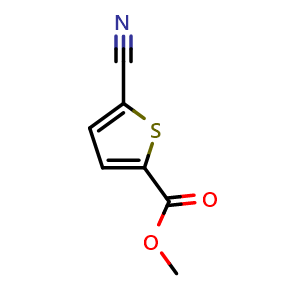Chemical structure of Methyl 5-cyanothiophene-2-carboxylate , CAS 67808-34-8, AChemBlock X197369