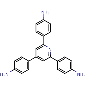Chemical structure of 4-(4-Aminophenyl)-2,6-bis(4-aminophenyl)pyridine , CAS 83266-97-1, AChemBlock X197390