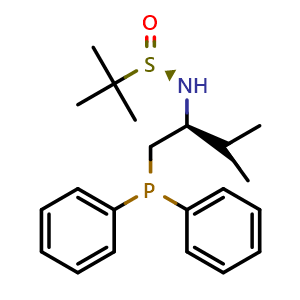 Chemical structure of [S(R)]-N-[(1S)-1-[(Diphenylphosphino)methyl]-2-methylpropyl]-2-methyl-2-Propanesulfinamide , CAS 1803239-46-4, AChemBlock X197423