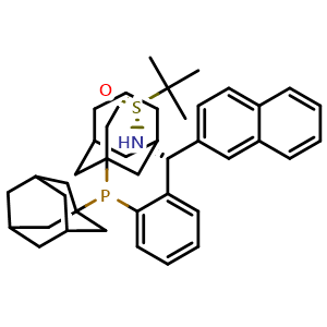 Chemical structure of [S(R)]-N-[(R)-[2-(Diadamantanphosphino)phenyl](2-naphthalenyl)methyl]-2-methyl-2-propanesulfinamide , CAS 2249950-36-3, AChemBlock X197457