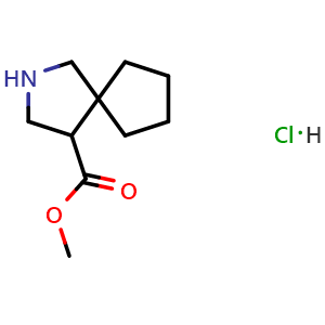 Chemical structure of Methyl 2-azaspiro[4.4]nonane-4-carboxylate hydrochloride , CAS 2243516-25-6, AChemBlock X197468