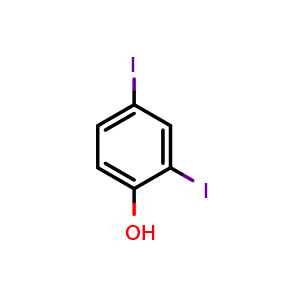 Chemical structure of 2,4-Diiodophenol , CAS 2012-29-5, AChemBlock X197470