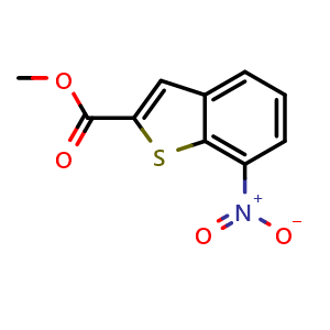 Chemical structure of Methyl 7-nitrobenzo[b]thiophene-2-carboxylate , CAS 34084-89-4, AChemBlock X197476