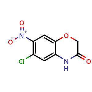 Chemical structure of 6-Chloro-7-nitro-2H-benzo[b][1,4]oxazin-3(4H)-one , CAS 116862-22-7, AChemBlock X197491