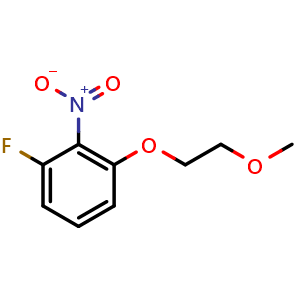 Chemical structure of 1-Fluoro-3-(2-methoxyethoxy)-2-nitrobenzene , CAS 131055-85-1, AChemBlock X197510