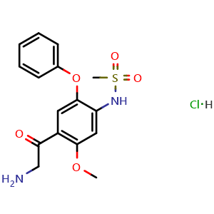 Chemical structure of N-(4-(2-Aminoacetyl)-5-methoxy-2-phenoxyphenyl)methanesulfonamide hydrochloride , CAS 149436-41-9, AChemBlock X197542