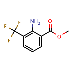 Chemical structure of Methyl 2-amino-3-(trifluoromethyl)benzoate , CAS 64321-95-5, AChemBlock X197561