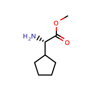Chemical structure of (S)-Methyl 2-amino-2-cyclopentylacetate , CAS 801162-35-6, AChemBlock X197565