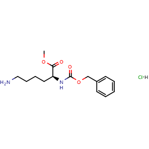 Chemical structure of (S)-Methyl 6-amino-2-(((benzyloxy)carbonyl)amino)hexanoate hydrochloride , CAS 26348-68-5, AChemBlock X197566