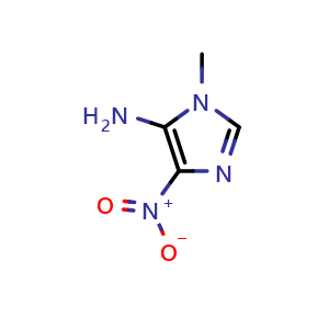 Chemical structure of 1-Methyl-4-nitro-1H-imidazol-5-amine (Azathioprine Impurity) , CAS 4531-54-8, AChemBlock X197579