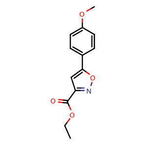 Chemical structure of Ethyl 5-(4-methoxyphenyl)isoxazole-3-carboxylate , CAS 925006-96-8, AChemBlock X197603