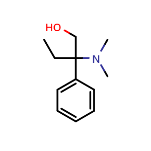 Chemical structure of 2-(Dimethylamino)-2-phenylbutan-1-ol (Trimebutine Impurity) , CAS 39068-94-5, AChemBlock X197648