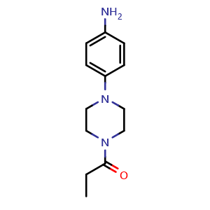 Chemical structure of [4-(4-PRopionylpiperazin-1-yl)phenyl]amine , CAS 442549-70-4, AChemBlock X197650