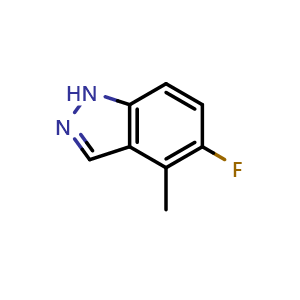 Chemical structure of 5-Fluoro-4-methyl-1H-indazole , CAS 105391-69-3, AChemBlock X197705