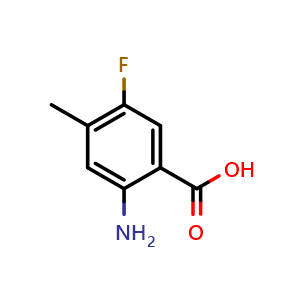 Chemical structure of 2-Amino-5-fluoro-4-methylbenzoic acid , CAS 103877-79-8, AChemBlock X197713