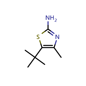 Chemical structure of 5-(tert-Butyl)-4-methylthiazol-2-amine , CAS 45865-42-7, AChemBlock X197716