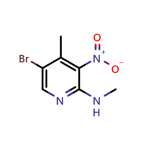 Chemical structure of 5-Bromo-N,4-dimethyl-3-nitropyridin-2-amine , CAS 155790-01-5, AChemBlock X197719