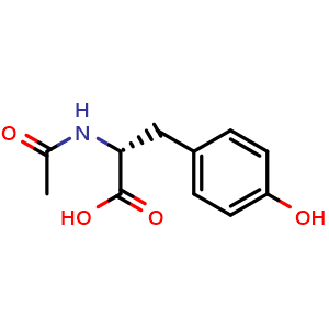 Chemical structure of (R)-2-Acetamido-3-(4-hydroxyphenyl)propanoic acid , CAS 19764-32-0, AChemBlock X197740