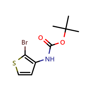 Chemical structure of tert-Butyl (2-bromothiophen-3-yl)carbamate , CAS 21483-64-7, AChemBlock X197760