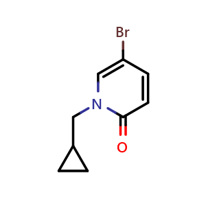 Chemical structure of 5-Bromo-1-(cyclopropylmethyl)-1,2-dihydropyridin-2-one , CAS 1114573-41-9, AChemBlock X197813