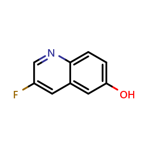 Chemical structure of 3-Fluoroquinolin-6-ol , CAS 808755-53-5, AChemBlock X197832