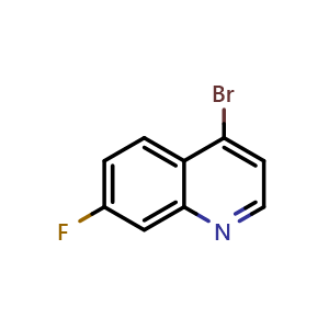 Chemical structure of 4-Bromo-7-fluoroquinoline , CAS 1070879-29-6, AChemBlock X197843