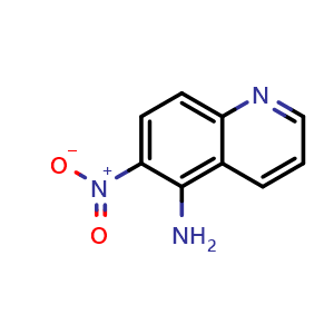 Chemical structure of 6-Nitroquinolin-5-amine , CAS 35975-00-9, AChemBlock X197850