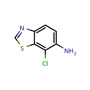 Chemical structure of 7-chloro-benzothiazol-6-ylamine , CAS 70202-00-5, AChemBlock X197851