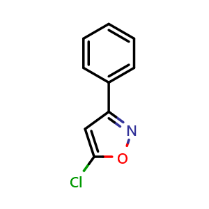 Chemical structure of 5-Chloro-3-phenylisoxazole , CAS 3356-89-6, AChemBlock X197876