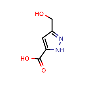 Chemical structure of 3-(Hydroxymethyl)-1H-pyrazole-5-carboxylic acid , CAS 1401555-38-1, AChemBlock X197931