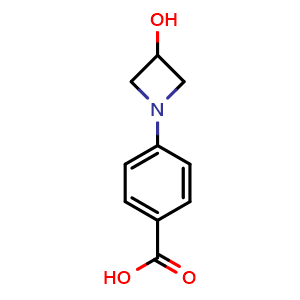 Chemical structure of 4-(3-Hydroxyazetidin-1-yl)benzoic acid , CAS 1416784-71-8, AChemBlock X197944