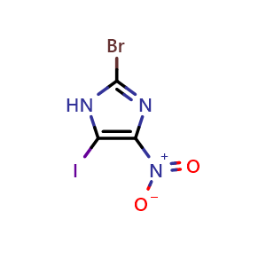 Chemical structure of 2-Bromo-5-iodo-4-nitro-1H-imidazole , CAS 862895-48-5, AChemBlock X197980