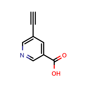 Chemical structure of 5-Ethynylpyridine-3-carboxylic acid , CAS 1211533-87-7, AChemBlock X198005