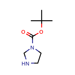 Chemical structure of tert-Butyl imidazolidine-1-carboxylate , CAS 916891-97-9, AChemBlock X198011