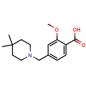 Chemical structure of 4-((4,4-Dimethylpiperidin-1-yl)methyl)-2-methoxybenzoic acid , CAS 1975504-53-0, AChemBlock X198019