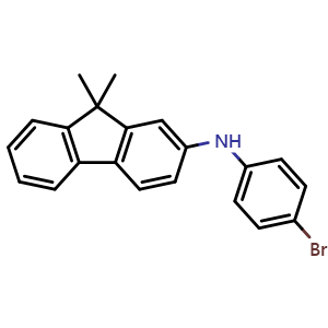 Chemical structure of N-(4-Bromophenyl)-9,9-dimethyl-9H-fluoren-2-amine , CAS 1644059-09-5, AChemBlock X198038
